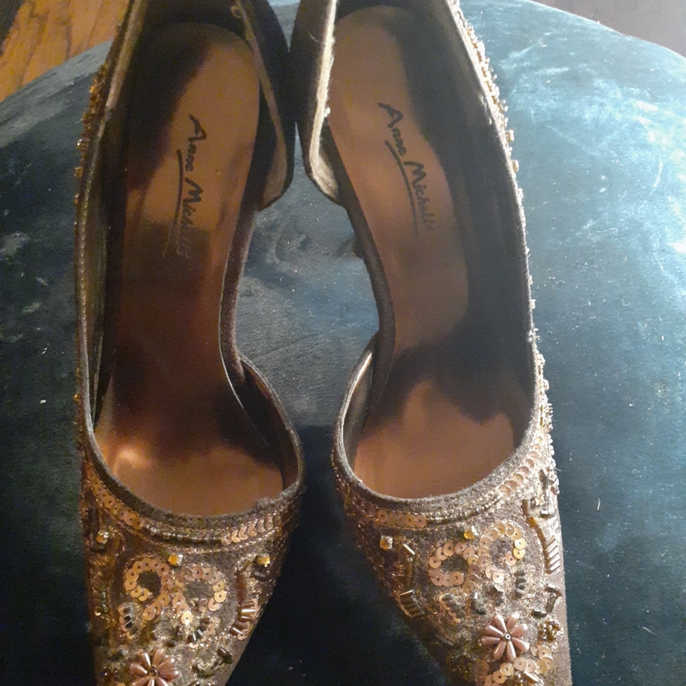GORGEOUS NEVER USED Ann Michelle Bejewelled 7.5M High Heel Slingbacks.